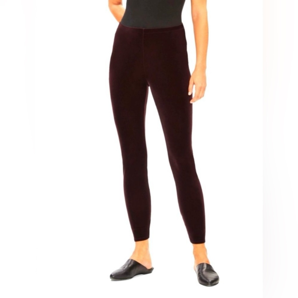 Eileen Fisher Cassis Casis Stretch Velvet Pull On Ankle Leggings Size S/P